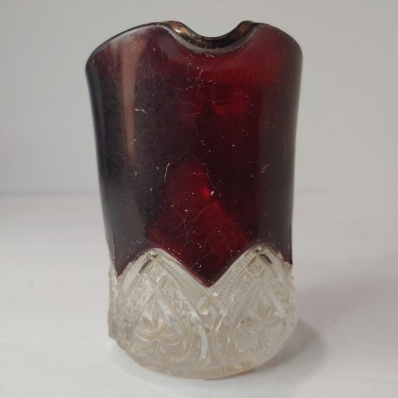 Antique Souvenir YORK, NEBRASKA Ruby Red Red Glass Mug Creamer Crystal Cup 1910 - Picture 6 of 8